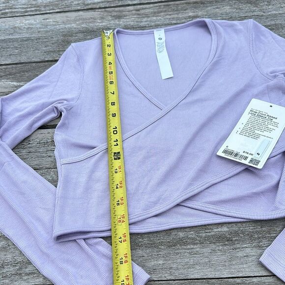 Lululemon Wrap-Front Ribbed Long Sleeve Top Lilac Esther purple WOMENS SIZE 6 - Picture 5 of 8